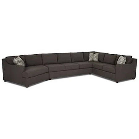 Contemporary 3 Piece Sectional with Track Arms and LAF Cuddler